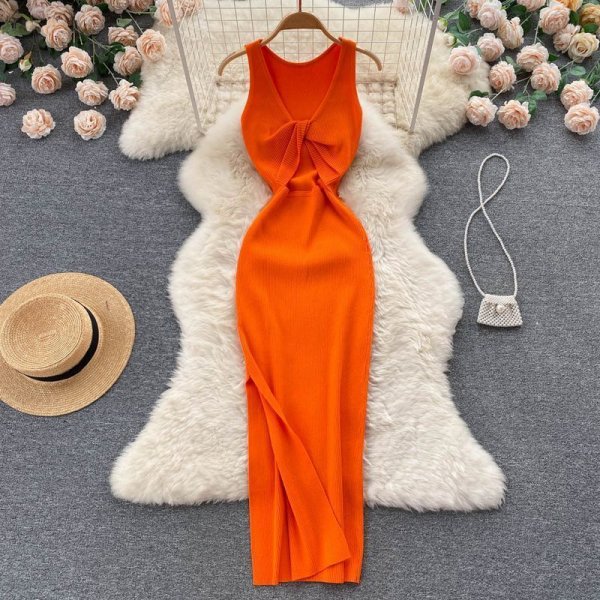 kink chest chest machine hollow fashion two-wear knitted dress