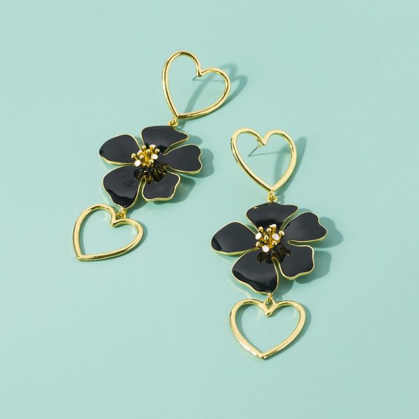 The new super delicate love drip flower pendant earrings
